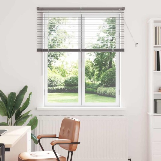 Vindu Persienne med gardiner Manual sølv Aluminium