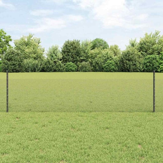 vidaXL Sveiset trådgjerde med stolper 10 x 0,5 m Galvanisert stål Grå