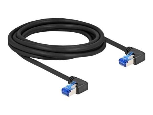Delock Koblingskabel Rj-45 Hann Rettvinklet Til Rj-45 Hann Rettvinklet 3 M 6 Mm S/Ftp Cat 6A Med Støvel Halogenfri Svart