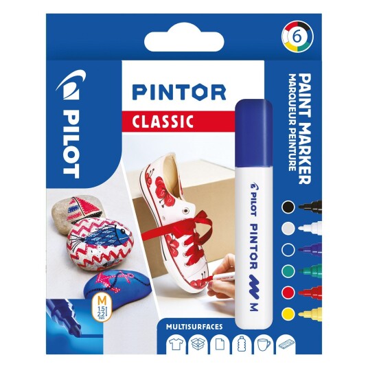 Pilot Pintor Medium 6-pakke Regular