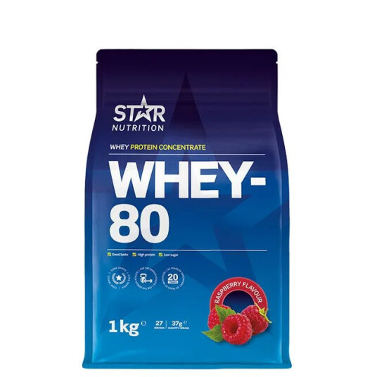 Whey-80  myse protein konsentrat 1kg, Star Nutrition Raspberry