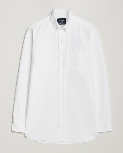 Drake's Button Down Oxford Shirt White
