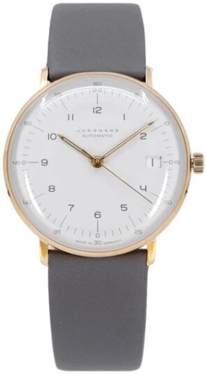 Junghans Dameklokke 27/7108.02 Max Bill Hvit/Lær Ø34 mm