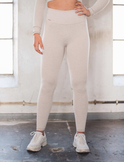 aim´n Beige Ribbed Seamless Tights - Beige - L