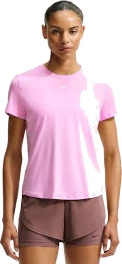 Nike Dri FIT One Classic SS Top Dame Pink Rise/White S