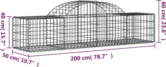 vidaXL Gabionkurv buet 200x50x40/60 cm galvanisert jern