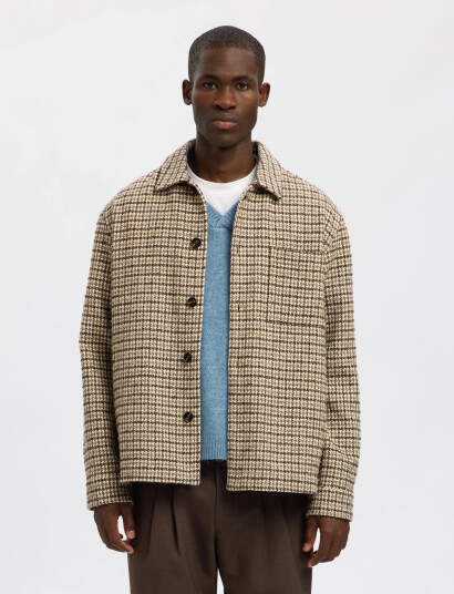 Selected Slhregari Wool Blend Nf Undyed Overshirt - Beige - S Selected Slhregari Wool Blend Nf Undyed Overshirt - Beige - S