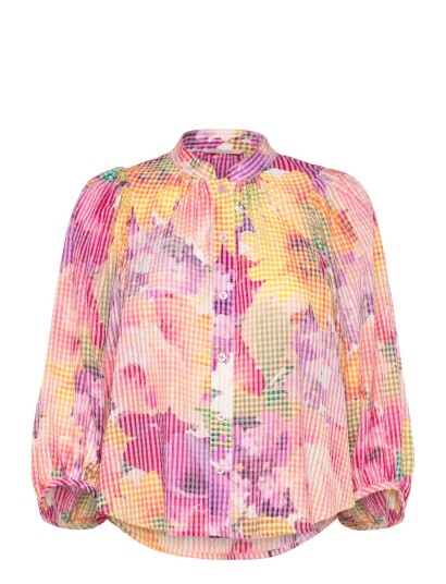 by Ti Mo Checks Blouse   Pink   XS