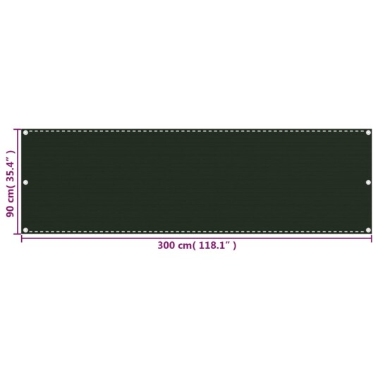 vidaXL Balkongskjerm mørkegrønn 90x300 cm HDPE