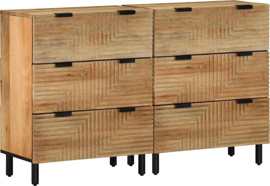 Skjenker 2 stk brun 60x33x75 cm heltre mango