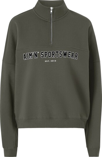 Aim'n Collegegenser Varsity Sweat Half Zip Grønn