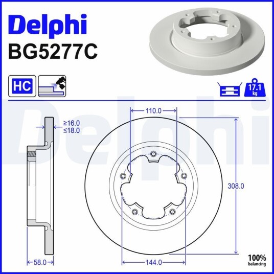 Bremseskive DELPHI BG5277C
