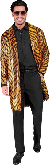 Tigerstripet Trenchcoat med Paljetter Kostymejakke
