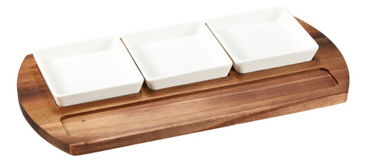 Dorre Serveringsbrett med skåler 45x23 cm tre