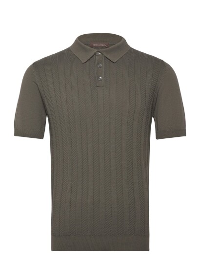 Oscar Jacobson Barto Stripe Poloshirt   Khaki green   XXL