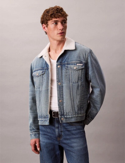 Calvin Klein Jeans 90S Sherpa Trucker Tinted Thundr - Blue - XS