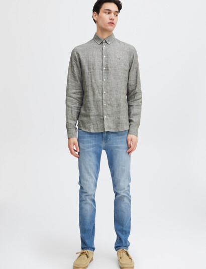 Casual Friday Cfanton Bd Ls Linen Shirt - Grey - S