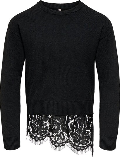 Kids Only Genser Strikk KogEvie Black/Black Lace Kids Only 9 10 år (134 140) Genser Svart