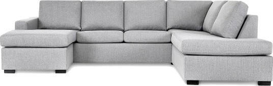 Crazy 4 seters Høyrevendt U formet Large Sofa med Divan og Sjeselong i Stoff Grå