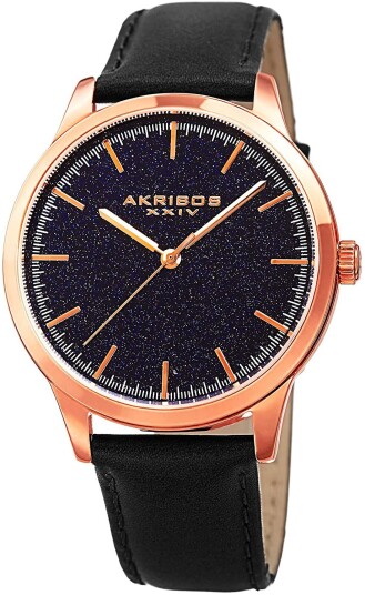 Akribos XXIV Herreklokke AK937BKBU Blå/Lær Ø42 mm