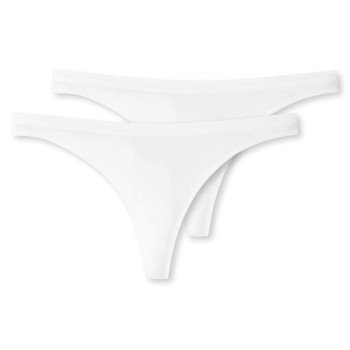 Schiesser Truser 2P 95 5 Organic Cotton Thongs Hvit økologisk bomull Small Dame