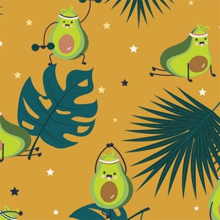 Balsløw Bomullsjersey Print Stoff 150 cm 003 Avocado 50cm