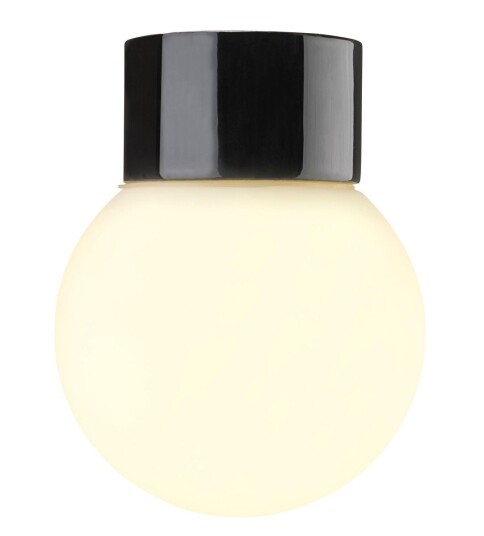 Ifö Classic Glob 15 cm taklampe IP54 - Svart/Opal glass