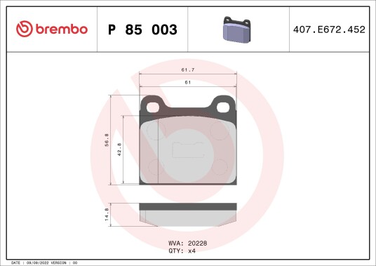 Bremseklosser BREMBO P 85 003