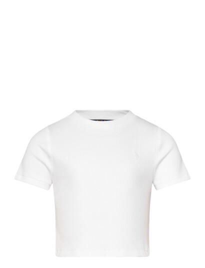 Ralph Lauren Kids Ribbed Boxy Tee White 129 130 Ralph Lauren Kids Ribbed Boxy Tee White 129 130