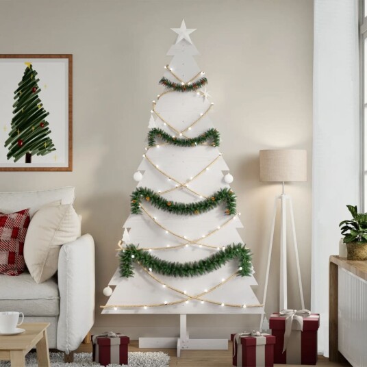 Vidaxl Juletre av tre til pynt hvit 180 cm heltre furu Vidaxl Juletre av tre til pynt hvit 180 cm heltre furu