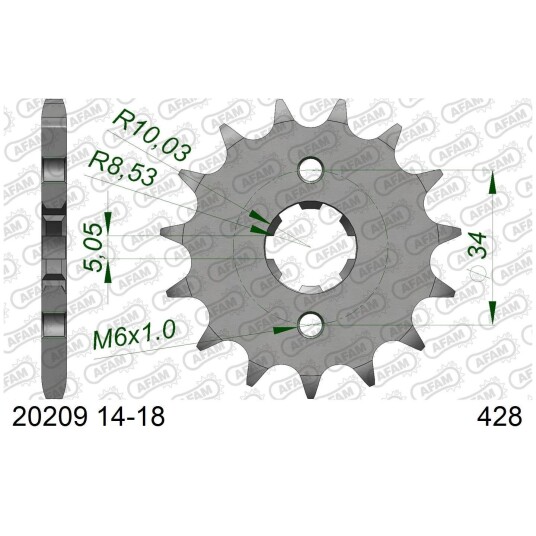 AFAM Framdrev #428 - Honda/Derbi+, 18T CB/CBF/CBR 125/150,GTR150+ AFAM Framdrev #428 - Honda/Derbi+, 18T CB/CBF/CBR 125/150,GTR150+
