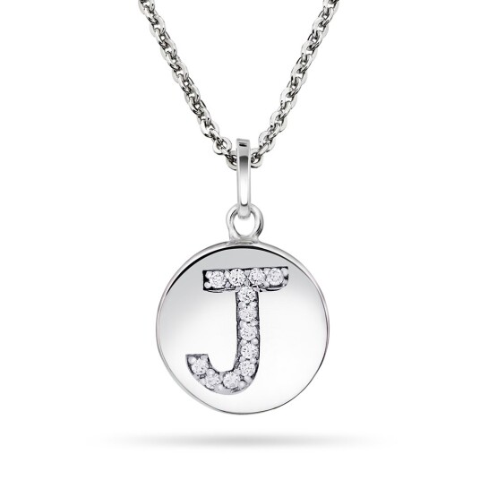 Pan Jewelry, Anheng i sølv med zirkonia bokstav J Pan Jewelry, Anheng i sølv med zirkonia bokstav J