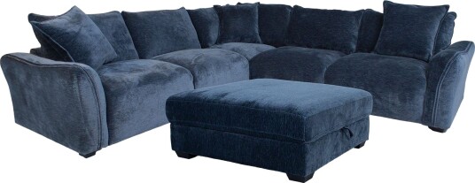 Hjørnesofa/ottoman Denvi mørk blå