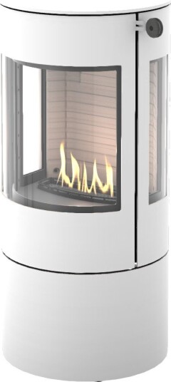Viva L 100 hvit frittstående biopeis med sideglass og ståldør Viva L 100 hvit frittstående biopeis med sideglass og ståldør