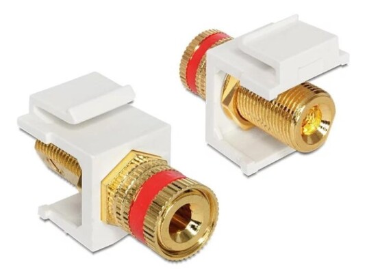 DeLOCK Keystone modulinnlegg for strømkabler, Rød med hvit mutter DeLOCK Keystone modulinnlegg for strømkabler, Rød med hvit mutter