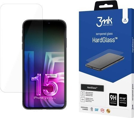 3Mk Hardglass for Apple iPhone 15 Pro - Krasjsikker, Slagbestandig, Ripebestandig 3Mk Hardglass for Apple iPhone 15 Pro - Krasjsikker, Slagbestandig, Ripebestandig