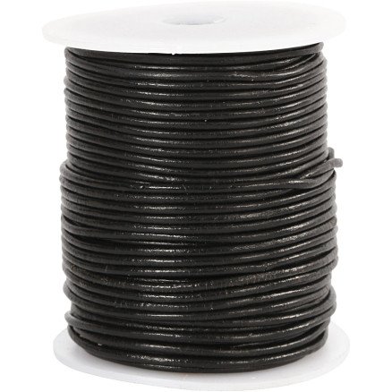 Diverse Lærsnor tykkelse 2 mm sort 50 m 1 rl