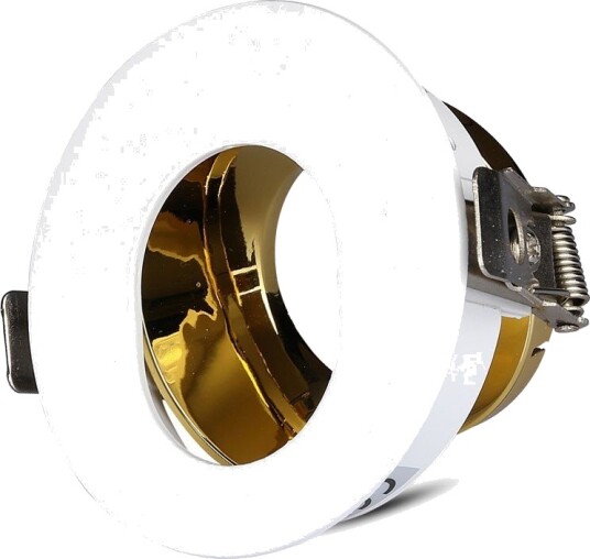 V Tac GU10 innfellingsspot Rund hvit/gull aluminium IP20 hull: Ø7,5 cm mål: Ø8 cm