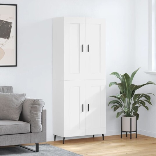 Highboard hvit 69,5x34x180 cm konstruert tre Highboard hvit 69,5x34x180 cm konstruert tre