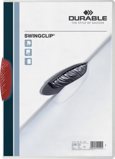 Durable Swingclip Klipsfil For A4 210 X 297 Mm Kapasitet: 30 Ark Transparent Med Rød Klips Durable Swingclip Klipsfil For A4 210 X 297 Mm Kapasitet: 30 Ark Transparent Med Rød Klips