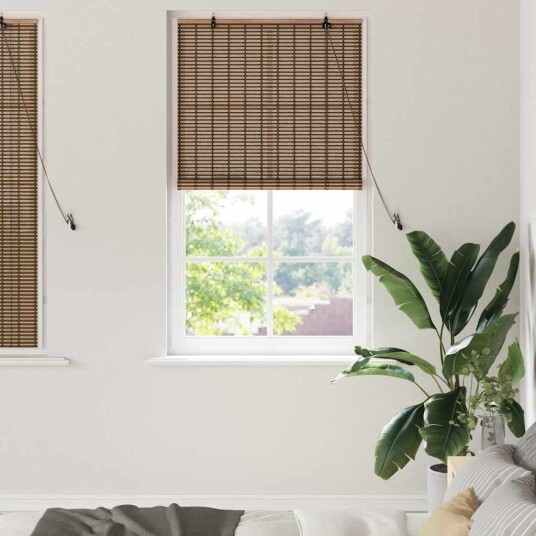 Vindu Persienne med gardiner Brun 80 x 160 cm Bambus