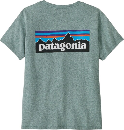 Patagonia P 6 Logo Responsibili Tee Dame Blue Sage L