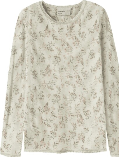 Name It Ulltrøye Jr Wang med Blomsterprint, Hvit, 134-140