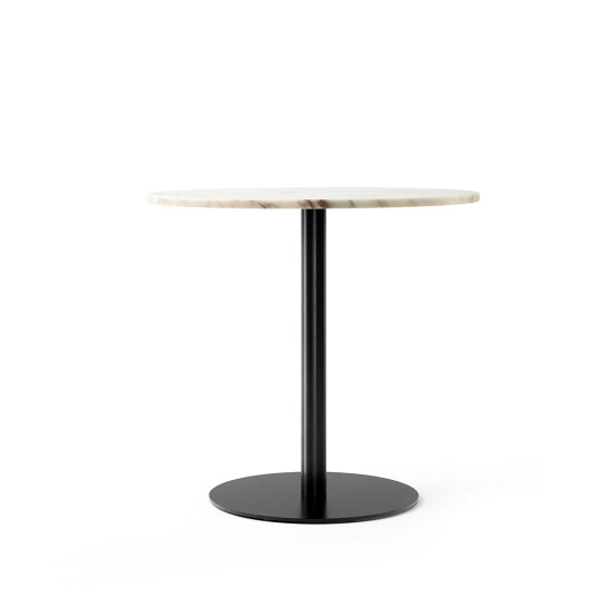 Audo Copenhagen Harbour Column spisebord marble offwhite, ø 80 cm, sort stativ