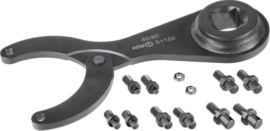 AMF Haknyckel I Sats Med Tapp, Ledad, 80-125mm För Momentnyckel AMF Haknyckel I Sats Med Tapp, Ledad, 80-125mm För Momentnyckel