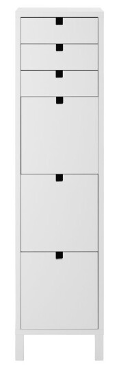 1898 Square kommode smal 6 skuffer Hvit
