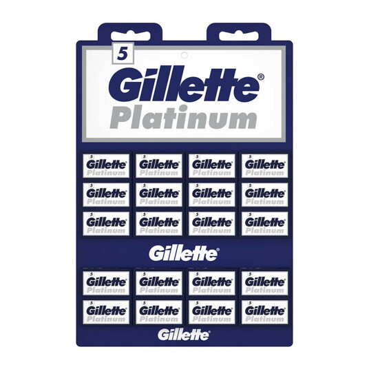 Gillette Platinum 100 pcs. Barberblad Double Edge 20 x 5 pcs.