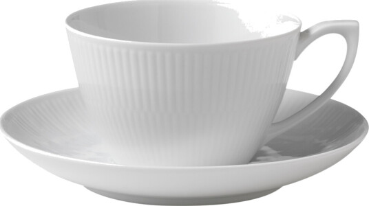 Royal Copenhagen White Fluted tekopp med skål 28 cl