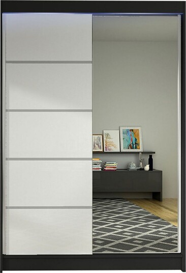 Liverpool Garderobe med Speil 120x200 cm - Hvit/Svart