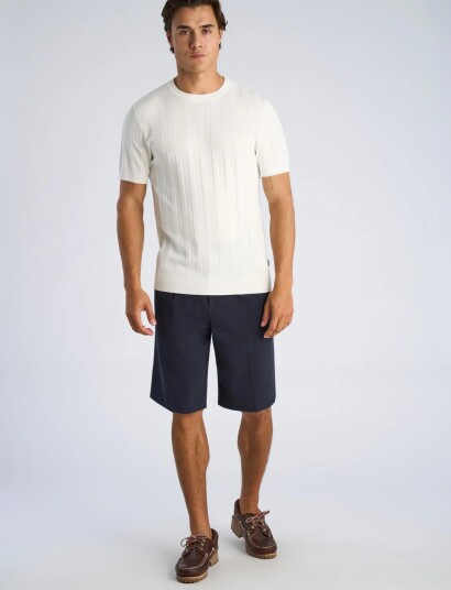 Lindbergh ?Knitted Crew Neck T Shirt Cream XXL